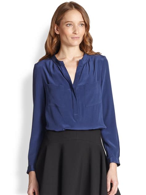 navy blue silk blouse